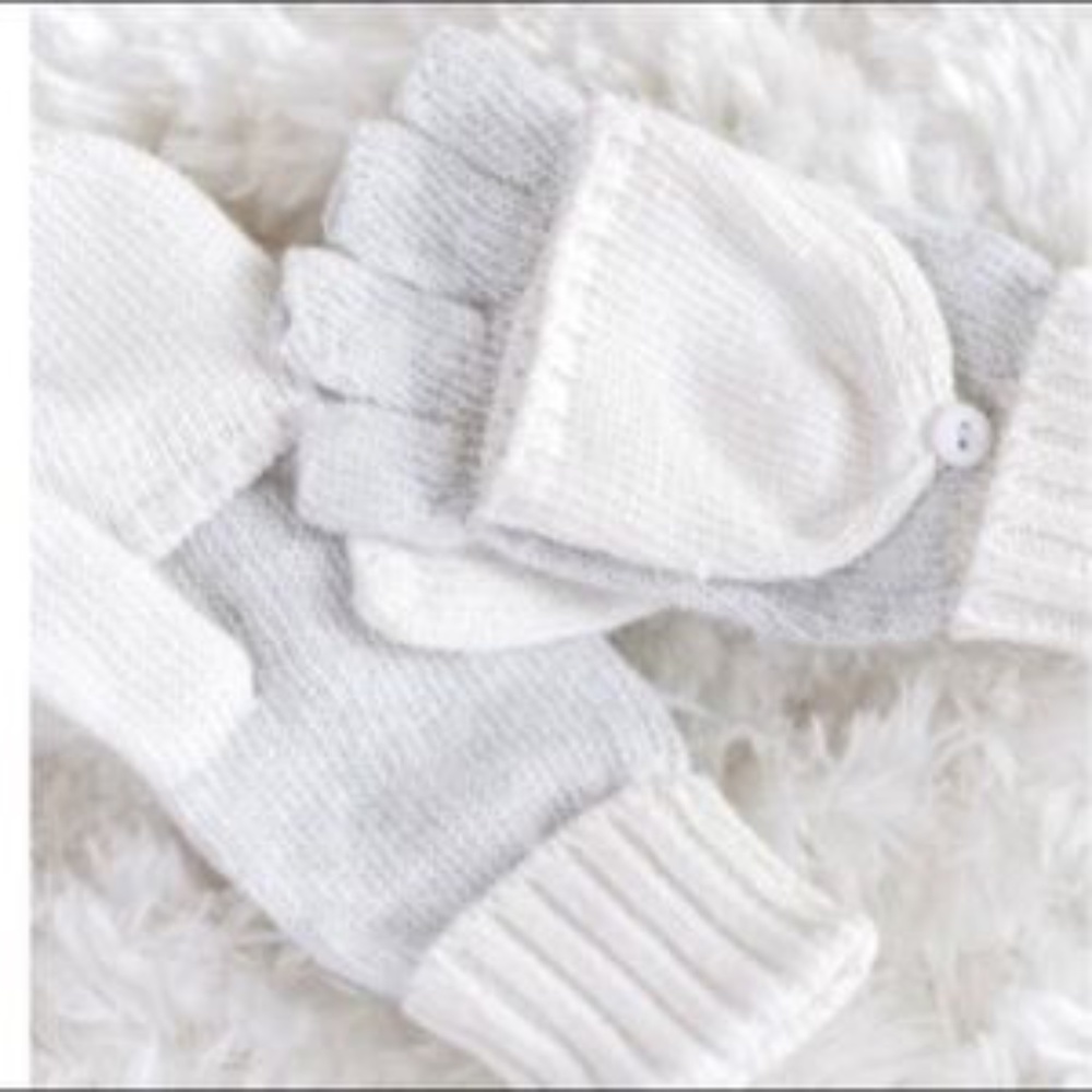 Siizu Cozy Convertible Mittens in Grey/Cream